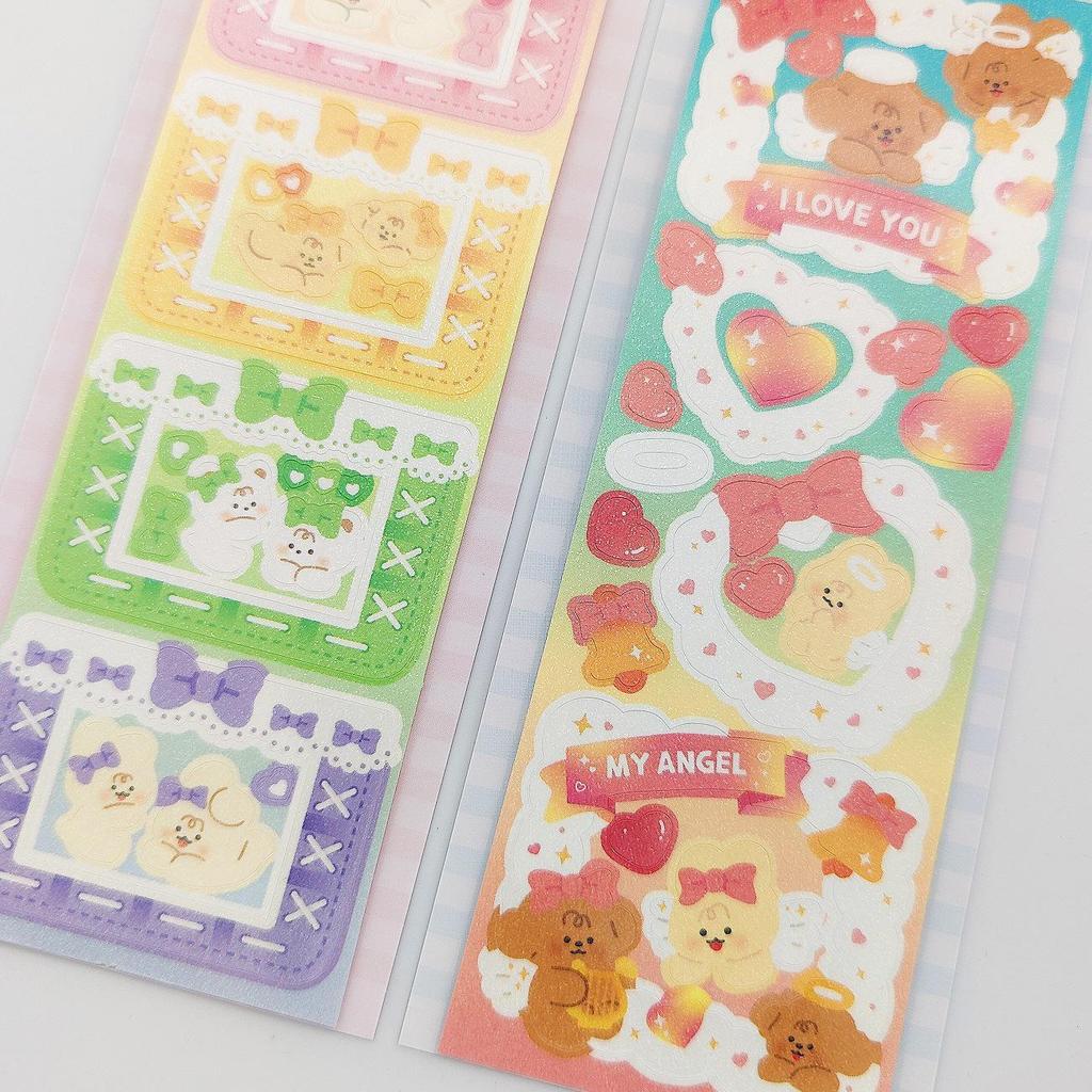 Korean Cartoon Teddy Guka Stargazing Stickers - Laser Shiny DIY Photo & Phone Decor