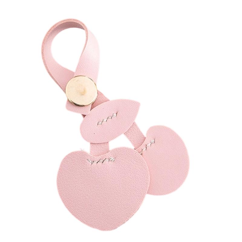 

Lightweight Cherry Keyring Heart Shaped Bag Decoration Fashionable PU Leather Ornament for Daily Use and Stylish Look