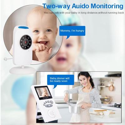 Monitor Inalámbrico para Bebé con Audio y Video de 2.4 pulgadas Cámara de Seguridad Niñera para Bebé Intercomunicador Musical Visión Nocturna Monitoreo de TemperaturaAA