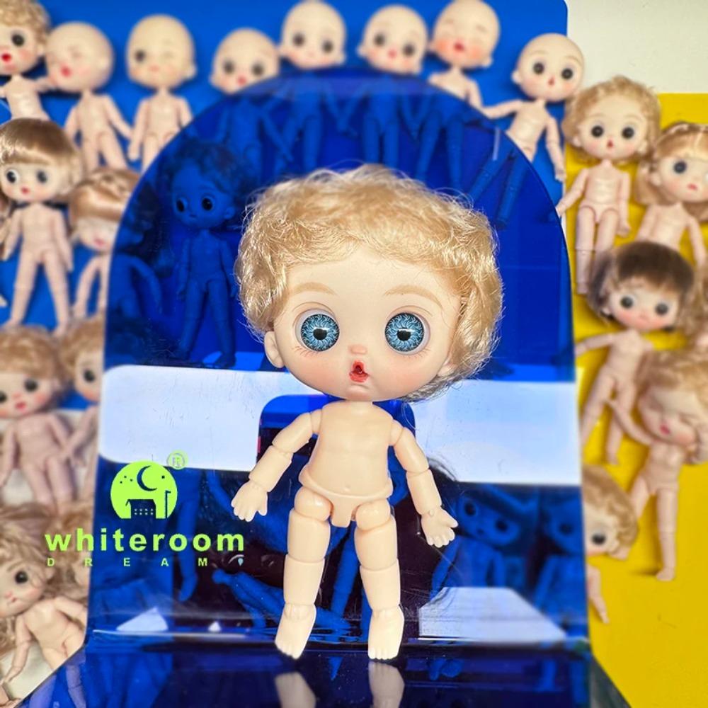 Cute Mini bjd Doll Girl Boy Bald head Ob11 1/12 Naked DIY Toys Handmede Dolls full Body Green Blue eyes Art Doll Accessories Art