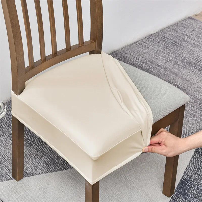 1/2/4/6pcs Waterproof PU Leather Chair Seat Cover Anti-dirty Dining Chair Slipcovers Elastic Kitchen Seat Cover Protector Home