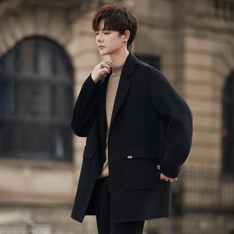 Autumn and Winter Woolen Coat Men's High-end Casual Medium and Long Double-sided Woolen Cashmere Coat Korean Version