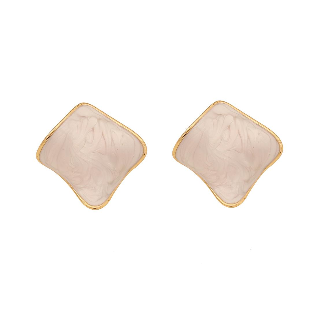 

Dripping oil flower stainless steel stud earrings, geometric irregular square earrings, European and American style jewelry