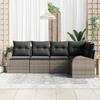 Ensemble de canapé de jardin vidaXL 5 pièces avec coussins gris poly rattan, Canapé de jardin 2 places vidaXL avec rangement 3354708