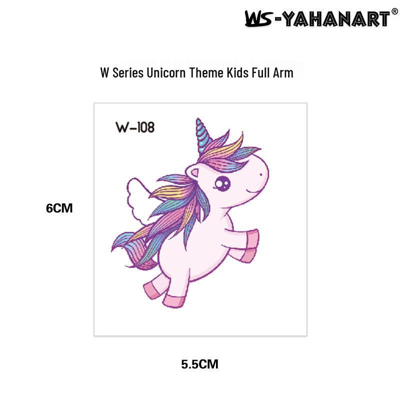 Cartoon Unicorn, Mermaid, Pirate, and Dinosaur Space Water Transfer Tattoo Stickers