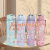 1PC Abstract Red Line Graffiti Minimalist Print 750ml Portable Sports Water Bottle Leakproof Gym Outdoor Travel Drink Cup
