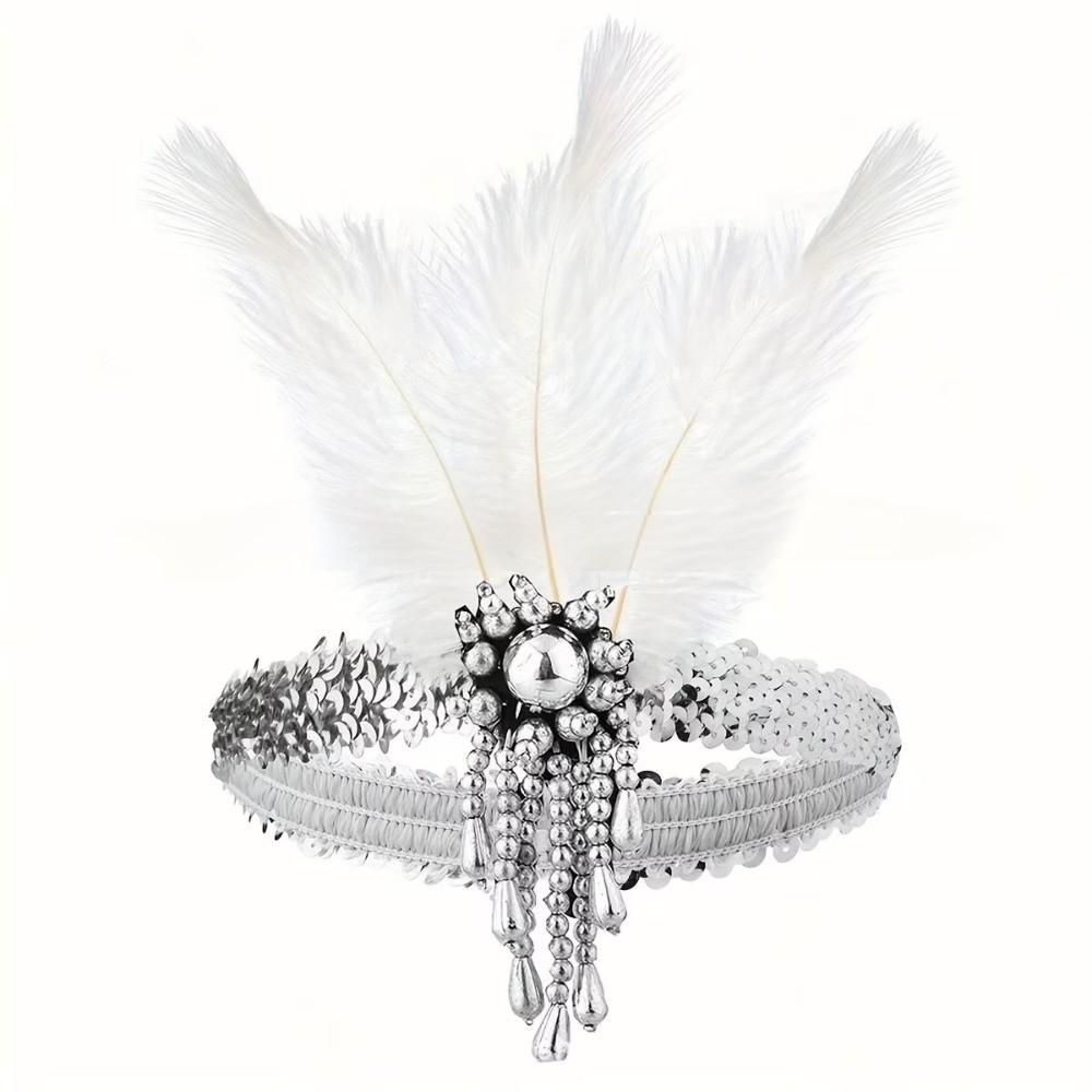 Retro Colorful Feather Headpiece Sequin Stage Performance Feather Headdress Decorative Hair Band Carnival Events