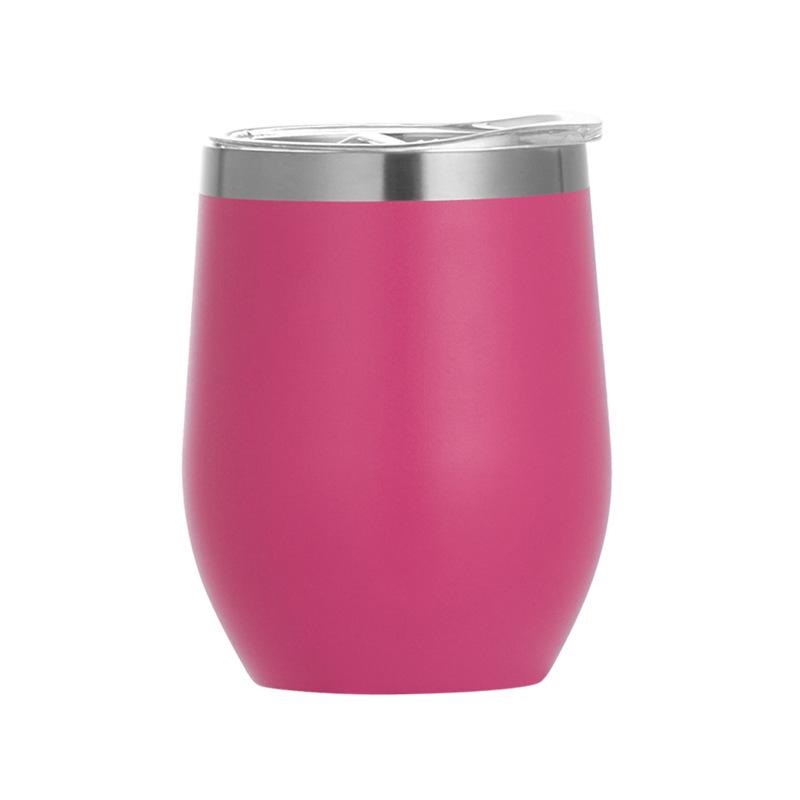 12oz isoliertes Rotweinglas aus Edelstahl, rot lackiert, mit Eierbecher-Design und individueller Logo-Option