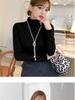 Korean-Style Flash Diamond Water Drop Sweater Necklace with Pearl Accents