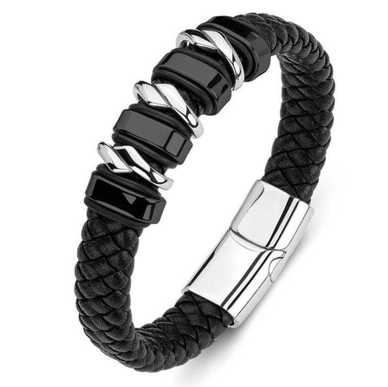 Classic Punk Metal Magnetic Clasp Multilayer Leather Bracelet for Men High Quality Handsome Party Jewelry Male Birthday Gift