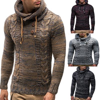 Sweater 2025 Men's Knitted Jacket Oversized High Neck Hooded Sweater