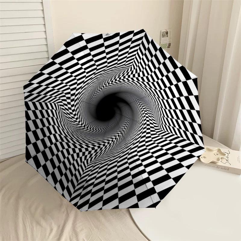 

1PC Checkerboard PatternAutomatic Open/Close Umbrella with Windproof, 8-Rib Sturdy Canopy, Durable Ribs, Fashionable Design1209A