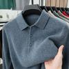 Wool Sweater Men'S Thickened Lapel Sweater Autumn And Winter Casual Middle-Aged Long-Sleeved T-Shirt Large Size Bottoming Shirt Dad Outfit