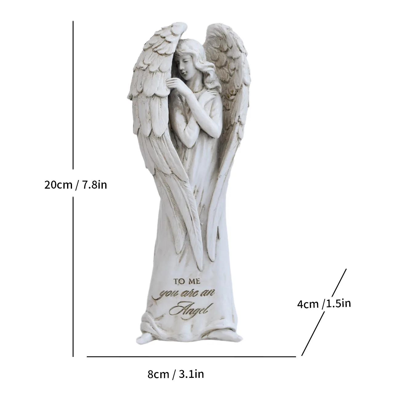 

Elegant Angel Statue Handcrafted Resin Sculpture with Wings for Home Garden Decor Church Altar Gift Memorial Keepsake
