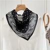Classic French Black Polka Dot Polka Dot 100% Mulberry Silk Shawl Scarfs For Women Versatile 65CM Square Scarf Thin Shawl Scarf