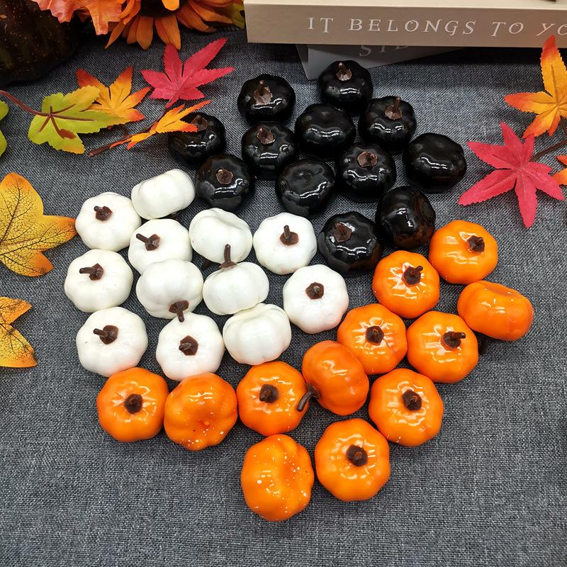 12/24/48Pcs Mini Artificial Pumpkin Happy DIY Halloween Fake Simulation Vegetabl Decoration for Home Halloween Props Crafts