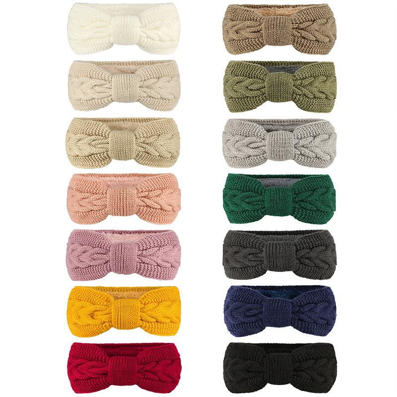 New Autumn Winter Keep Warm Headband Velvet Yarn Headband, Bow Headband Knitted Hair Accessories Fashion Beige Headband