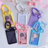 Clear Acrylic ID Card Holder Colorful Keychain Holder Cute Retractable Holder  Campus ID