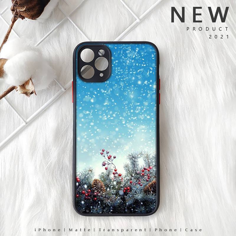 Merry Christmas New Year Tree Phone Case Matte Transparent  For Iphone 7 8 11 12 Plus Mini X Xs Xr Pro Max Cover