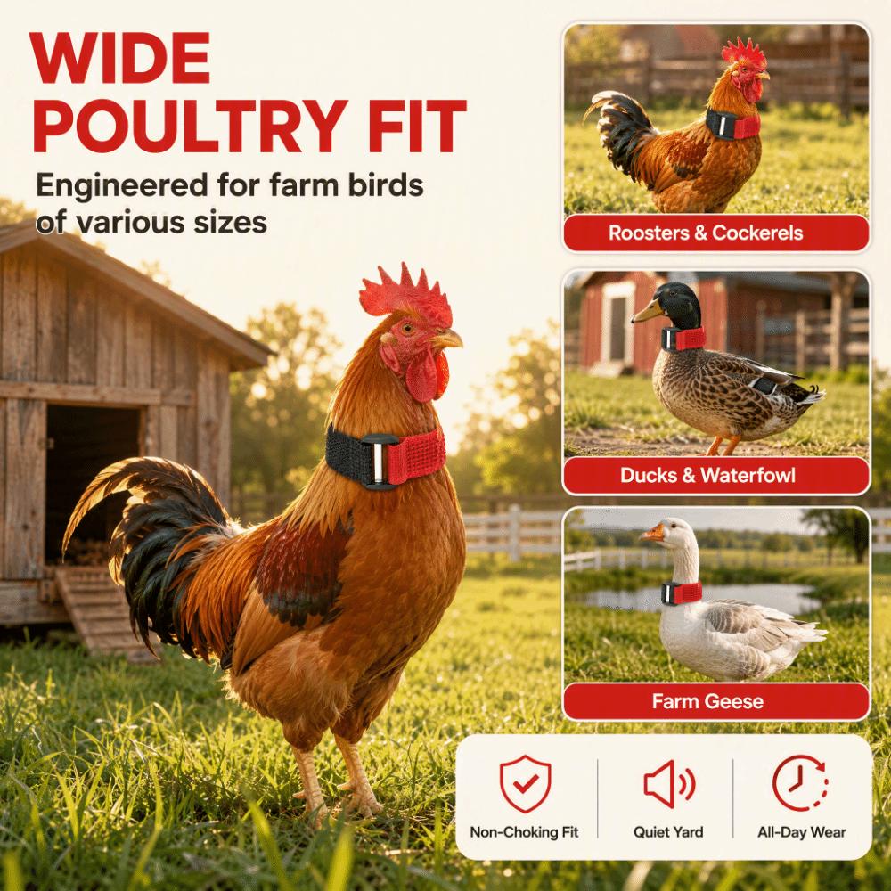 2 unidades de Collar de Nylon para Gallo Collar Duradero para Cuello de Pollo Collar Sin Ruido Para Patos y Gansos