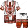 Elegant stil afrikanske totem-trykte t-skjortesett for menn i plussstørrelse menn Etnisk primitiv tribal-trykt treningsdrakt tradisjonelle klær