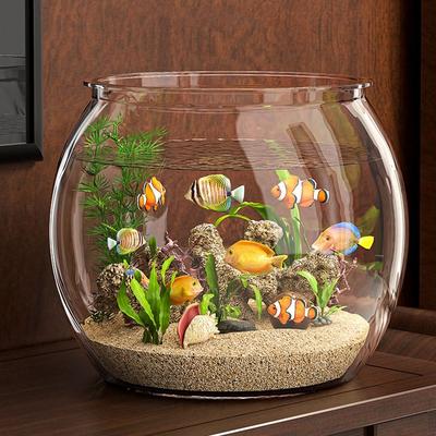 Goldfish Bowl Round Fish Bowl Plastic Desktop Small Aquarium Desktop Fish Tank  Tabletop Ornament