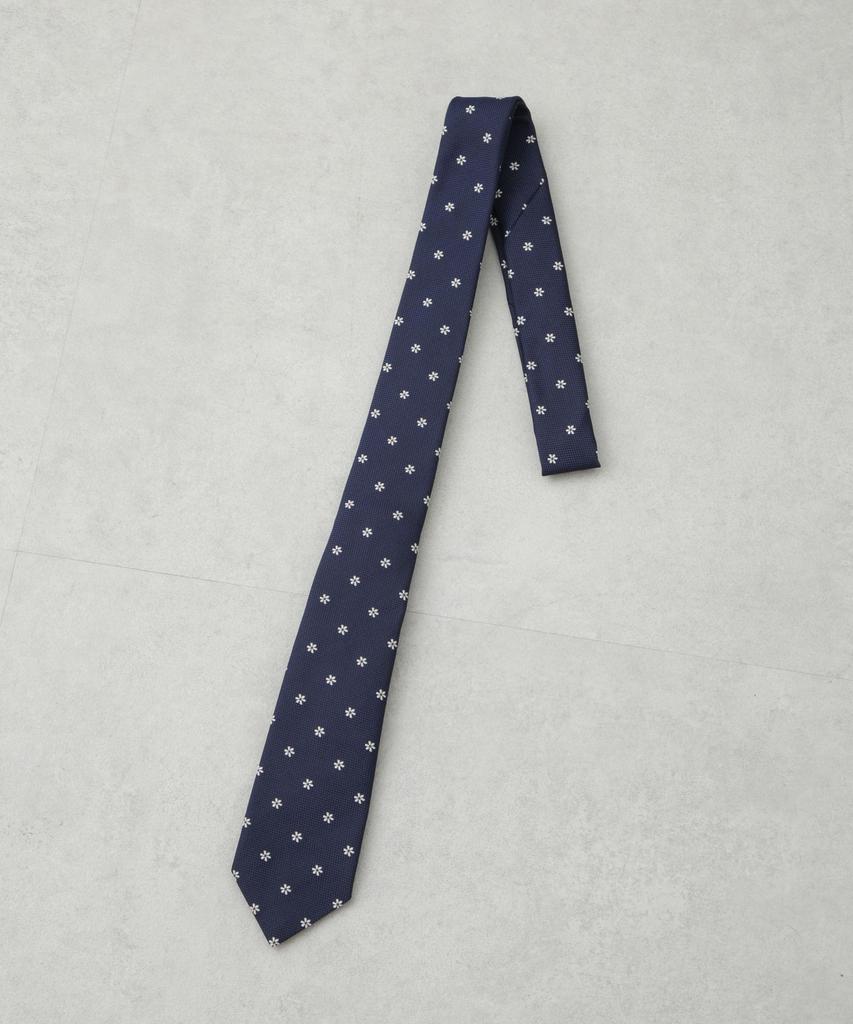 [Nano Universe] Kyoto Nishijin Washable Flower Motif Tie for Men, Size F 120, Navy, 668-5242201