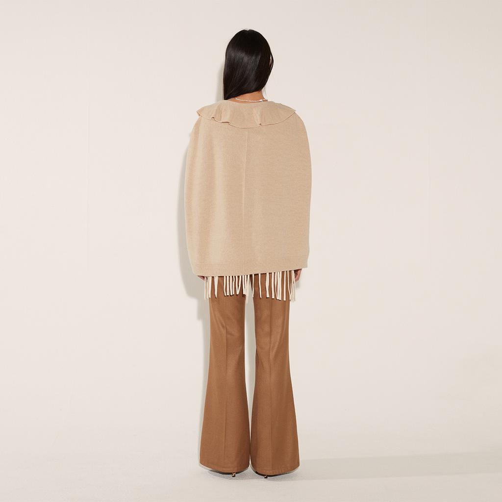 Soltipebeul Flare Cape Wool Knit [Cream]