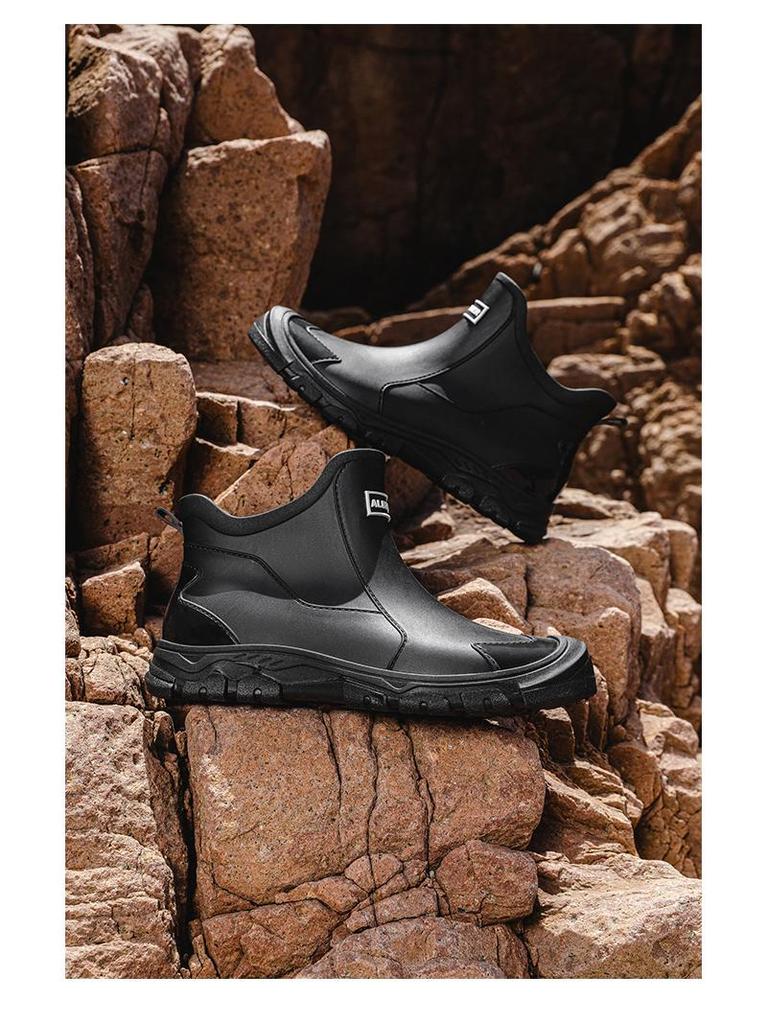 Men's Waterproof Non-Slip Rubber Rain Boots - Short, Wear-Resistant for Outdoor and Casual Use