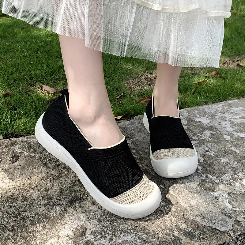 Fashion 2025 New Ladies Shoes Slip-on Women's Flats Fashion Color Matching Hot Sale Casual Light Mesh Comfortable Flat Low Heels Zapatos