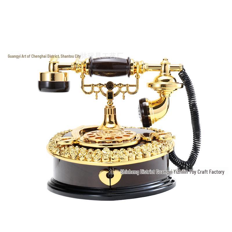 Yi Zhi Lin Retro European Rotary Dial Telephone Music Box - Vintage Home Decoration Display