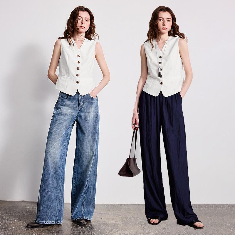 Chuyu Women's Old Money Style Micro-Wrinkle Vest & Skirt Set