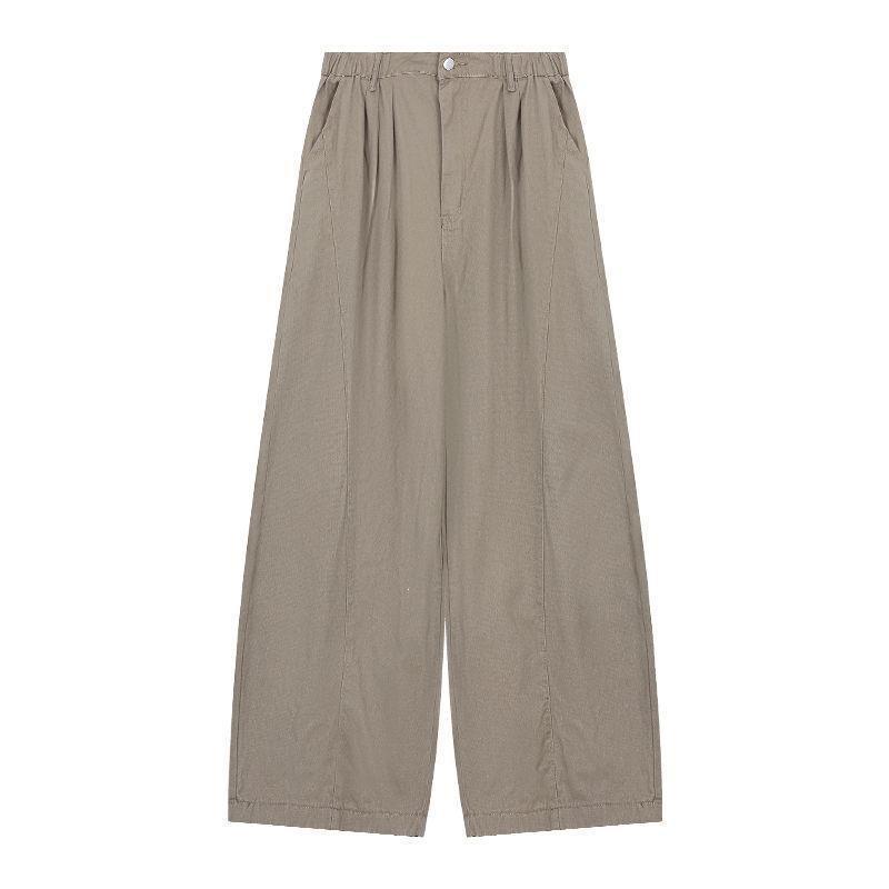 

Women s High Waist Retro Khaki Cargo Jeans - Loose, Slimming, Versatile Wide Leg Pants for Spring/Summer L