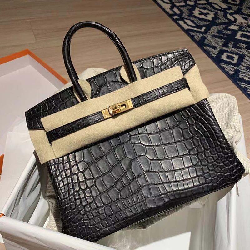 Crocodile pattern platinum bag, genuine leather women's bag, new fashionable cowhide large bag, commuting versatile handbag