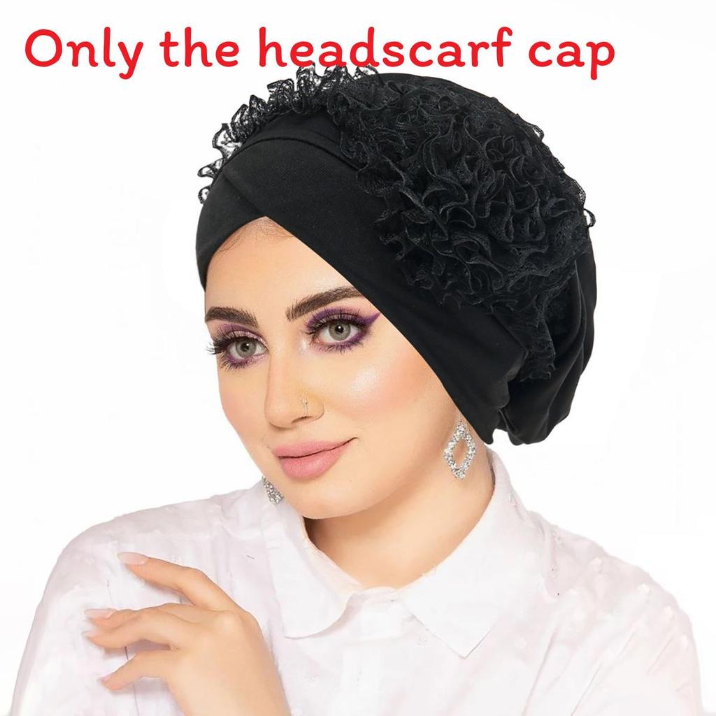 Pure Color Headscarf Hat With Floral Lace Design For Women Summer Winter Spring Fall