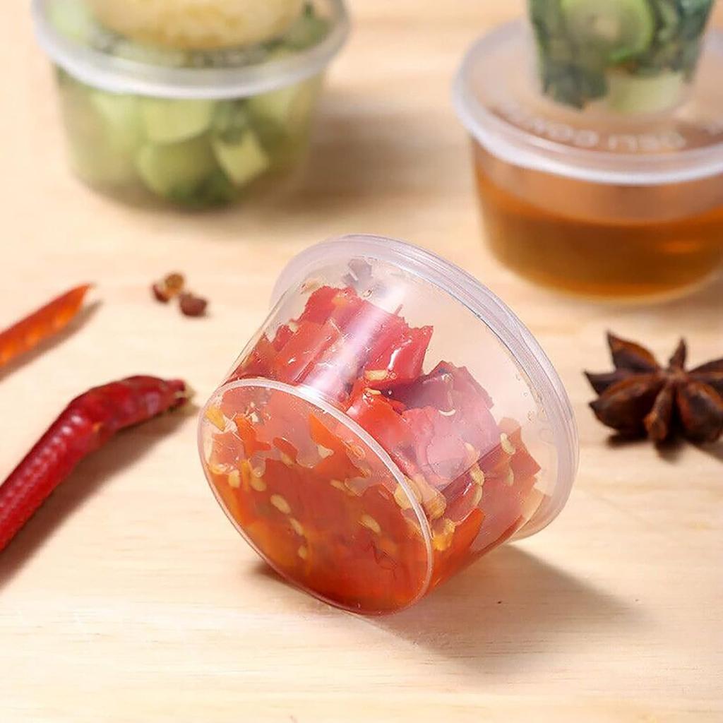 100 Dressing PP-Sauce mit Klappdeckel Sojasauce Mini-Gewürze Take-Away Mini-Einwegbecher mit durchscheinenden Bechern für den gewerblichen Gebrauch, Spritzgegossen