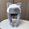 New cat ears plush Lei Feng hat women's cycling windproof warm ear protection hat plush thickened hanging ball small hat