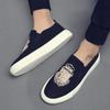 Spring Autumn New Men Leather Casual Shoes Man Slip-On Luxury Embroidery Suede Leather Flat Skate Shoes Trend Loafers