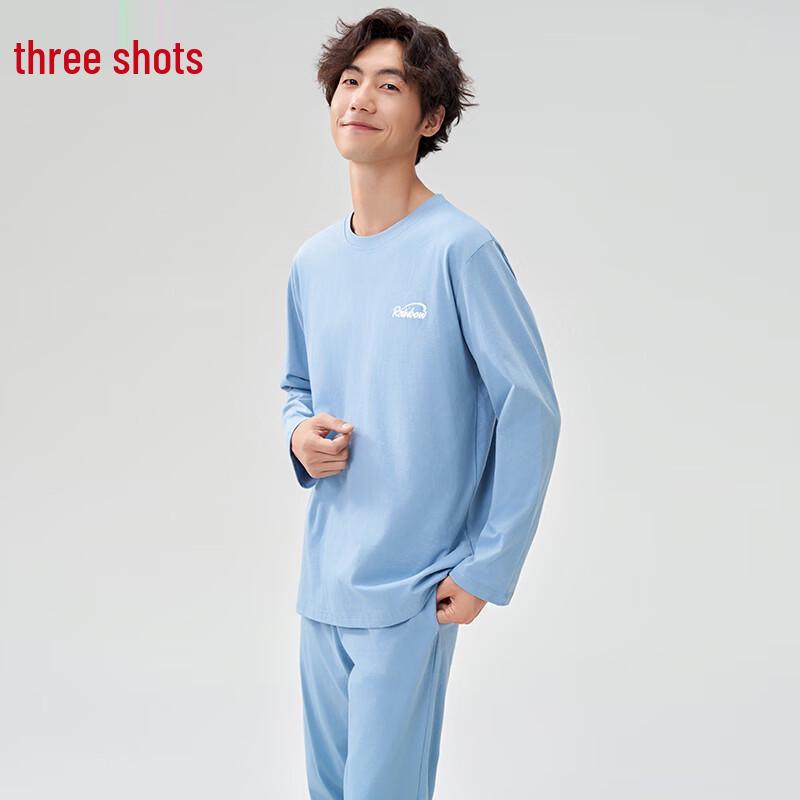 Threegun Men s Yiran Series Pure Cotton Anti-Mite Long-Sleeve Pajama Set 3XL