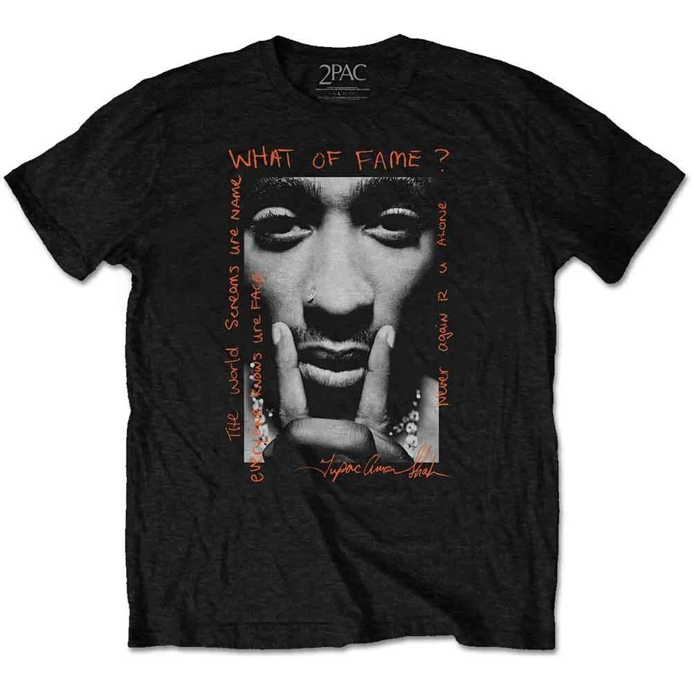 Tupac 2Pac T Shirt What of Fame Logo Official Mens Black XXL S