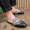 Patent Leather Brands Designer Mens Casual Business Italian Men Half Shoes Mules Man Black Slides Slipper Zapatos Para Hombre