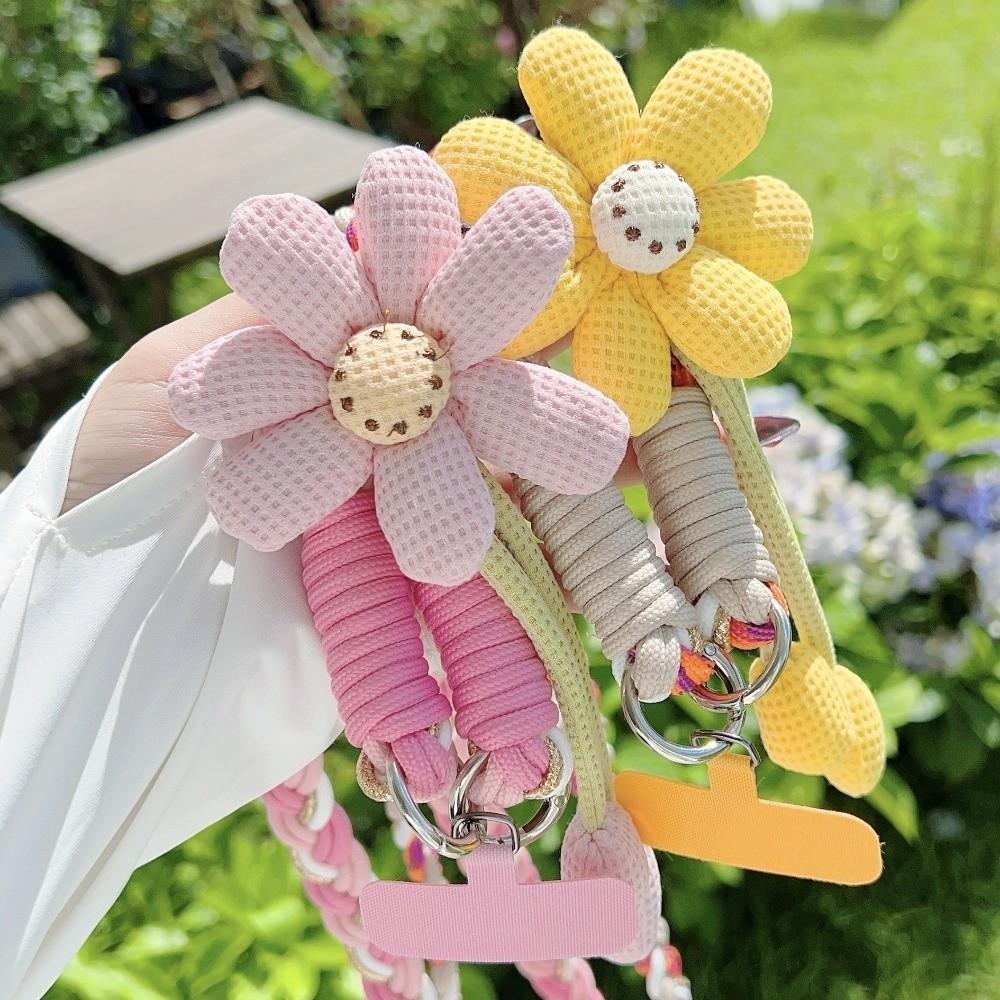 Detachable Flowers Phone Lanyard Cross-body Phone Woven Chain Crossbody Phone Charm  Activity