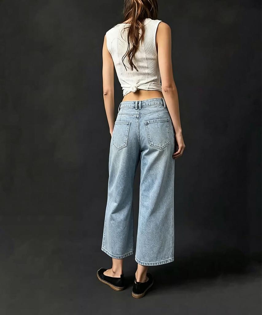 Women's Casual Cropped Jeans - Length Denim Pants for Everyday Wear