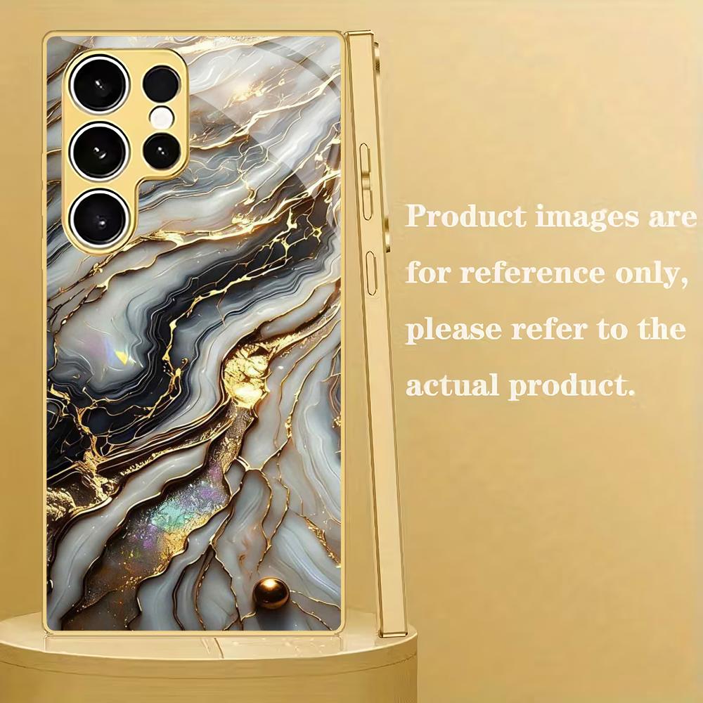 Creative Texture Design Electroplated Glass Phone Case Suitable for Samsung Galaxy S26 S25 S24 S22 S21 S20 FE/Ultra/Plus
