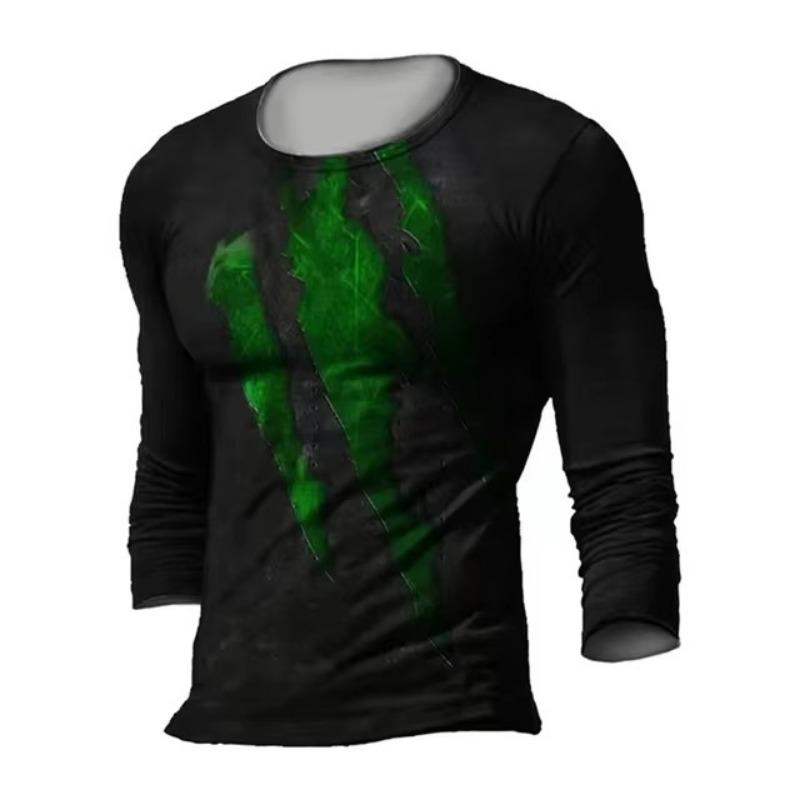 

Мужские футболки с цветным 3D-принтом, весна-лето, имитация полиэстера, свободные повседневные топы с круглым вырезом и длинным рукавом, футболка большого размера 6XL