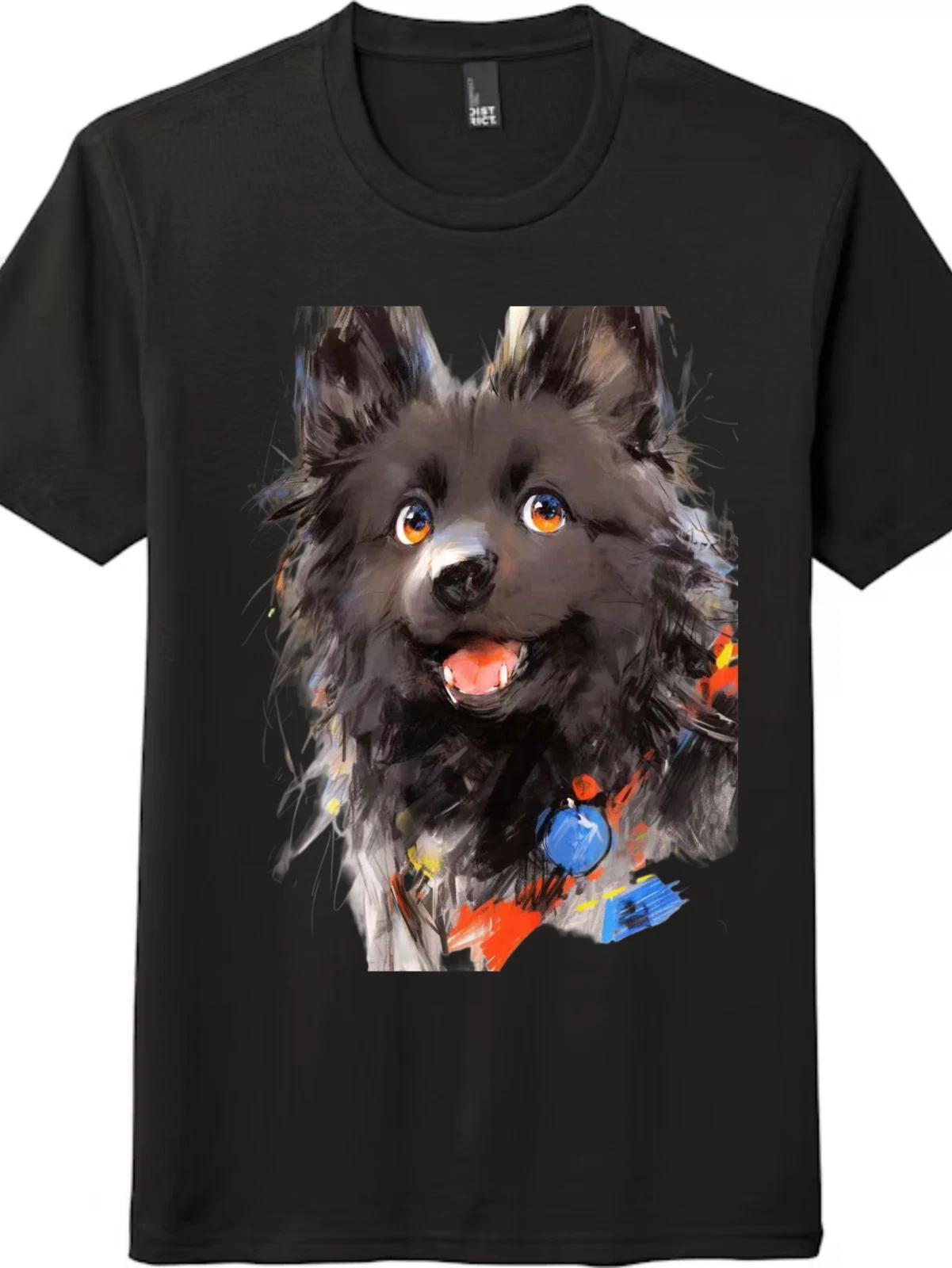 Artistic Black Pomeranian Portrait Graphic Tee - Unisex Dog Lover T-Shirt S