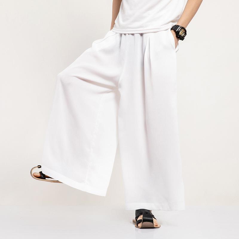Men's Japanese Yamamoto Style Wide-Leg Samurai Pants - Loose Fit, Nine-Point Length, Casual Wear