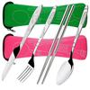 Portable Lunch Tableware Cutlery Set Stainless Steel Spoon Fork Cutter Chopsticks Travel Outdoor