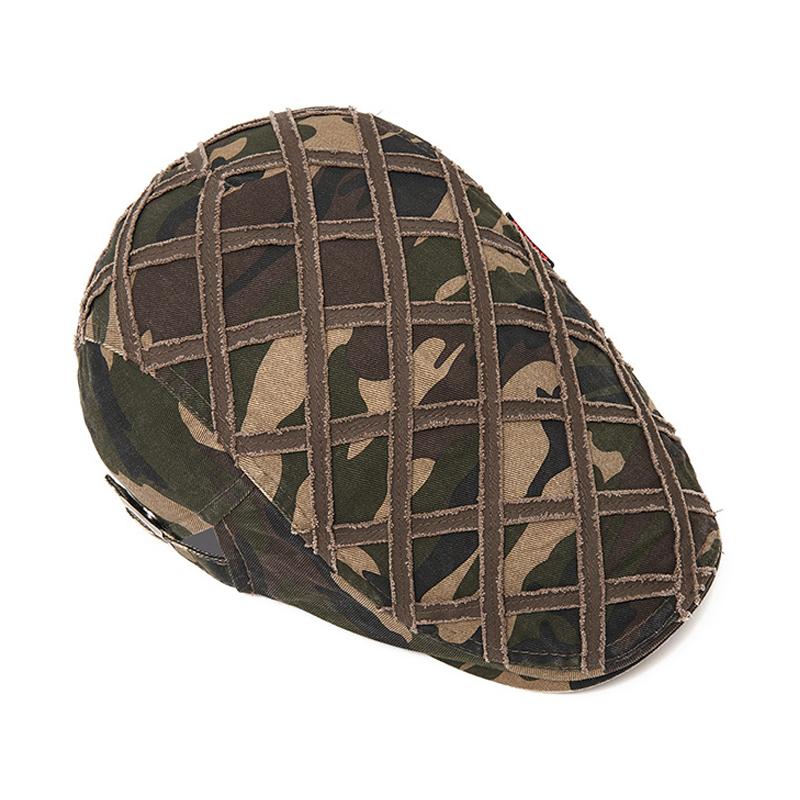 Camouflage Baskenmütze Herren Frühling Herbst Buchstaben Kappe Outdoor Sonnenschutz Schirmmütze Schiebermütze