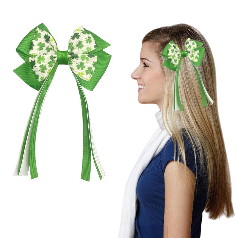 St. Patrick's Day Clover Tassel Children's Hair Clip – Four-Leaf Clover Headwear Accessory